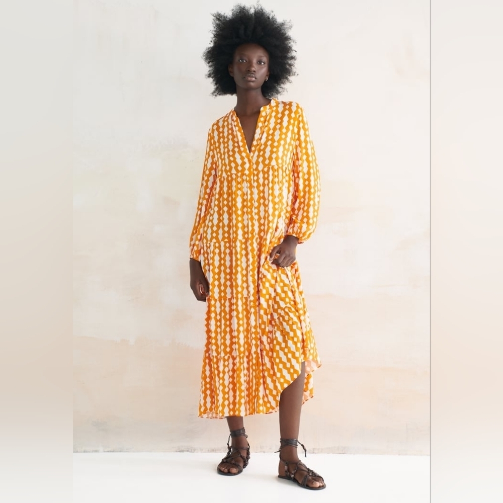 Zara Printed Midi Dress